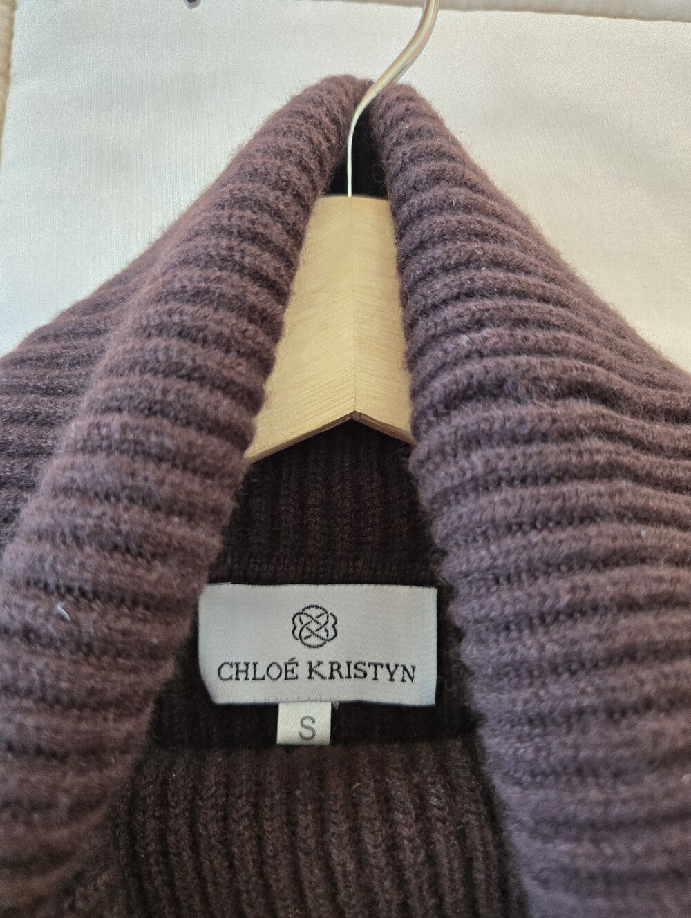 Chloe Kristyn Mink Anna Scallop Hem Turtleneck Sweater Burgundy Brown Size S - Picture 5 of 10